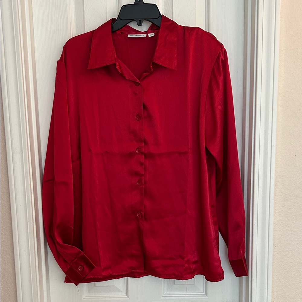 Susan Graver Red Button Down Shirt XL